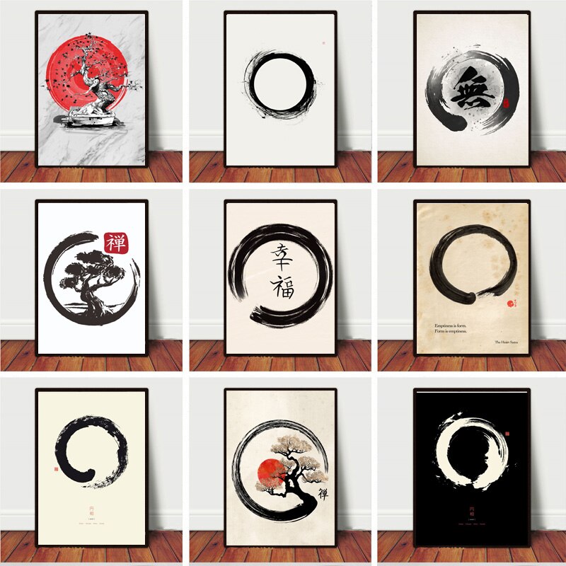 Home Decor Japandi - Zen Enso Circle Japanese Style Artwork