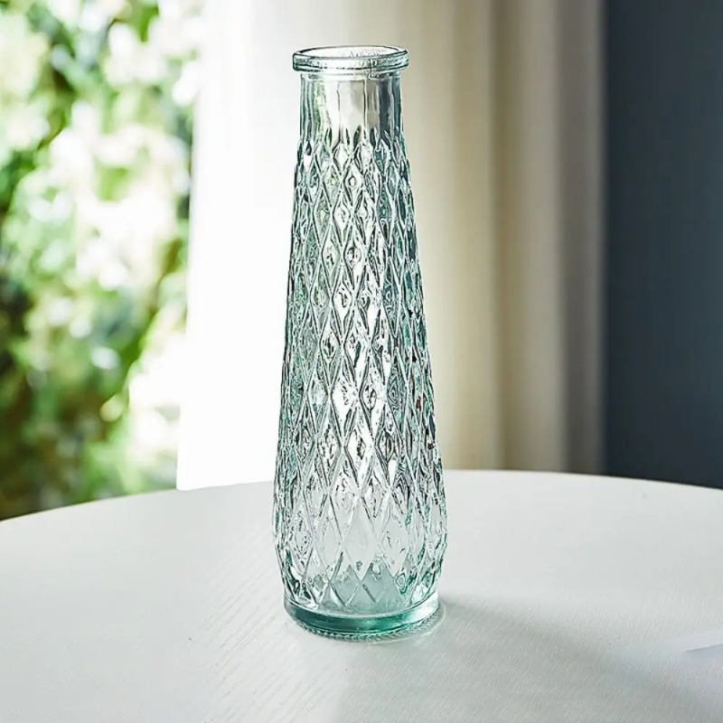 Home Decor Diy Ideas - Simple Vintage Embossed Glass Vase Mini