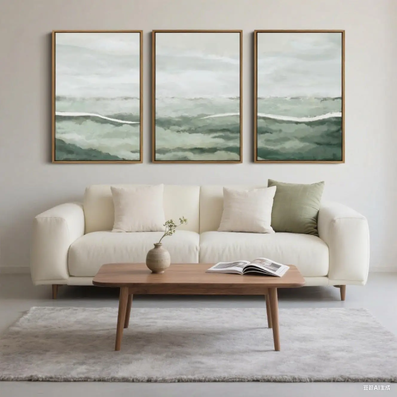Home Decor Kit - 3pcs/Set Canvas Sage Green Abstract Wall