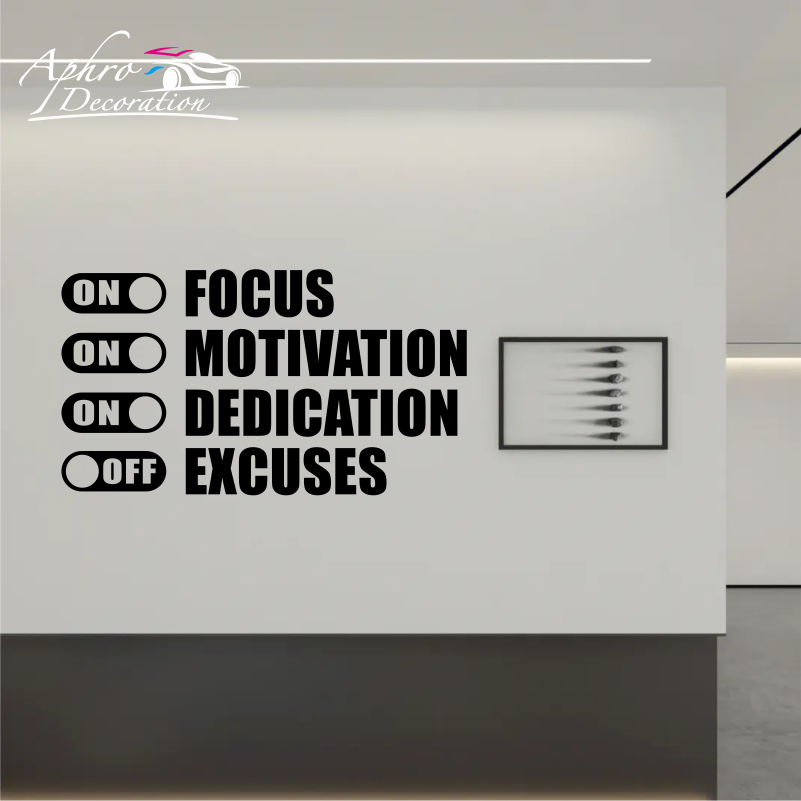 Home Decor Quotes On Wall - Focus On Motivation On Excuses Off