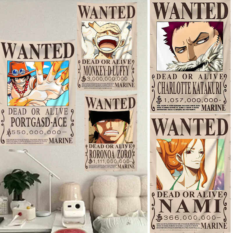 Aesthetic Tapestry - One Piece Manga Tapestry Wanted Poster