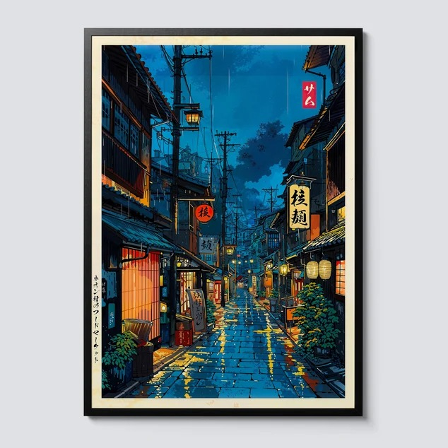Home Decor Japandi - Japanese Tokyo Teahouse Cartoon Canvas Print