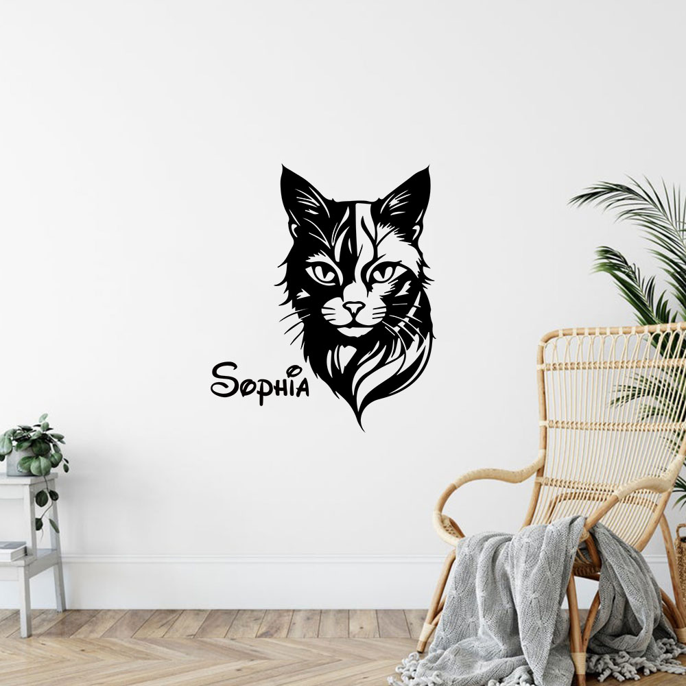 Home Decor Wallpaper - 1PC Cute Cat Personalized Name Wall