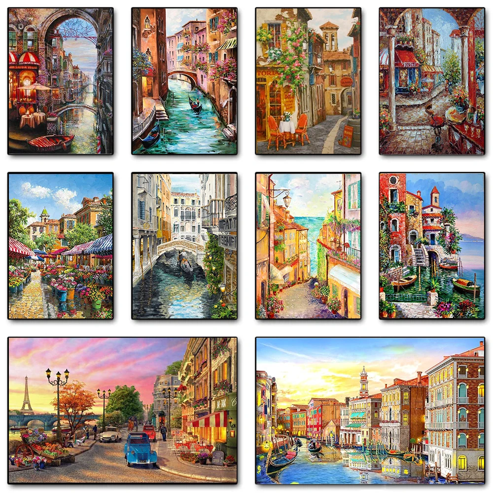 Home Decor Japandi - Modern Paris Street Landscape Canvas Painting