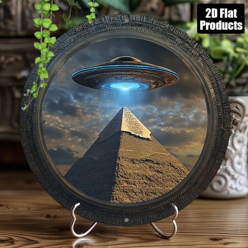 Home Decor Theme - Pyramid UFO Theme Round Aluminum Metal