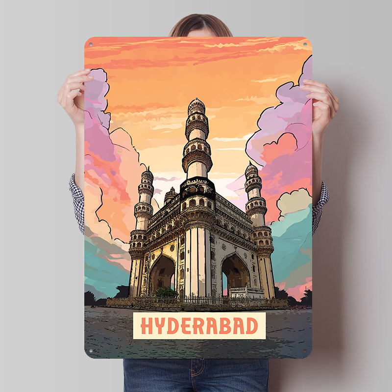 Home Decor Hyderabad - Hyderabad Poster Customized Vintage Metal Signs