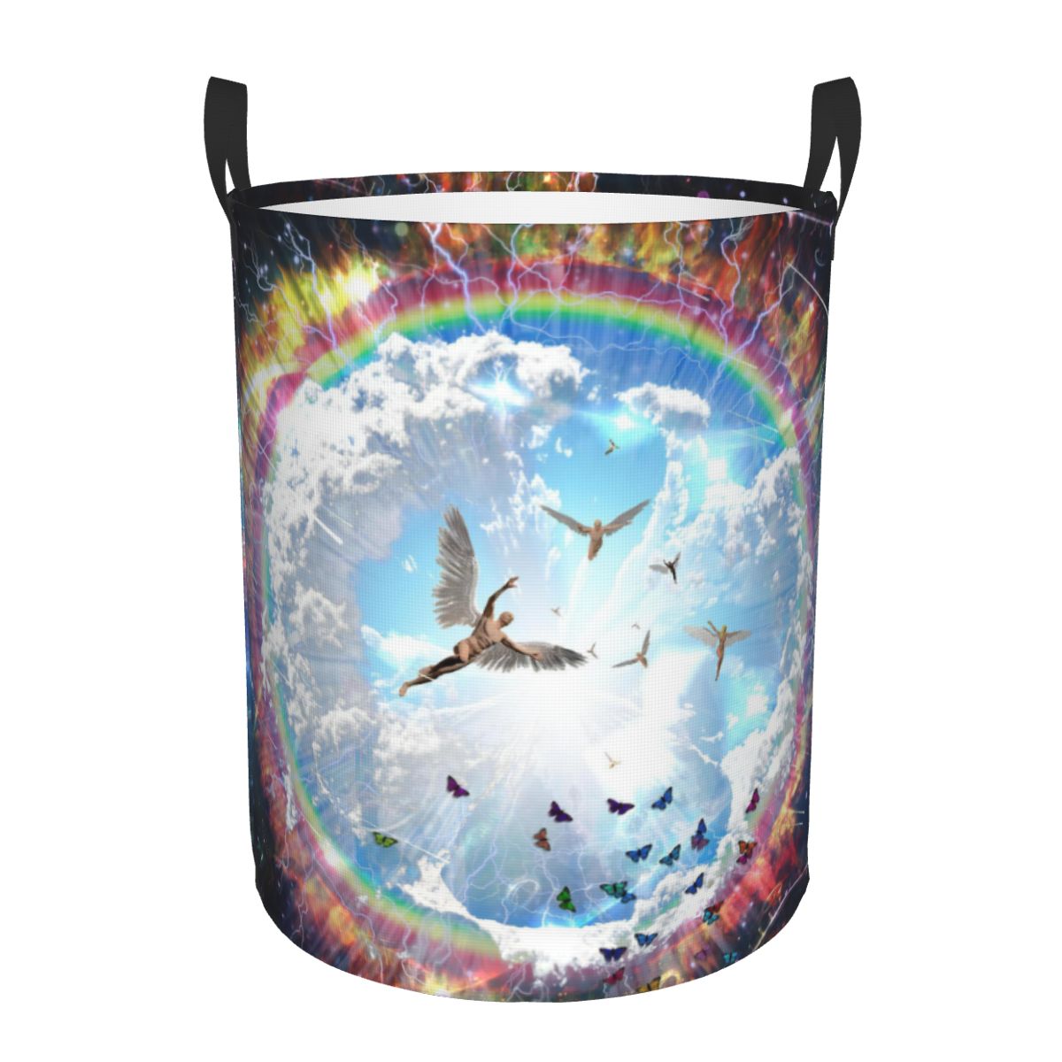 Home Decor Hampers - Vivid Galaxy Angels Round Laundry Hamper