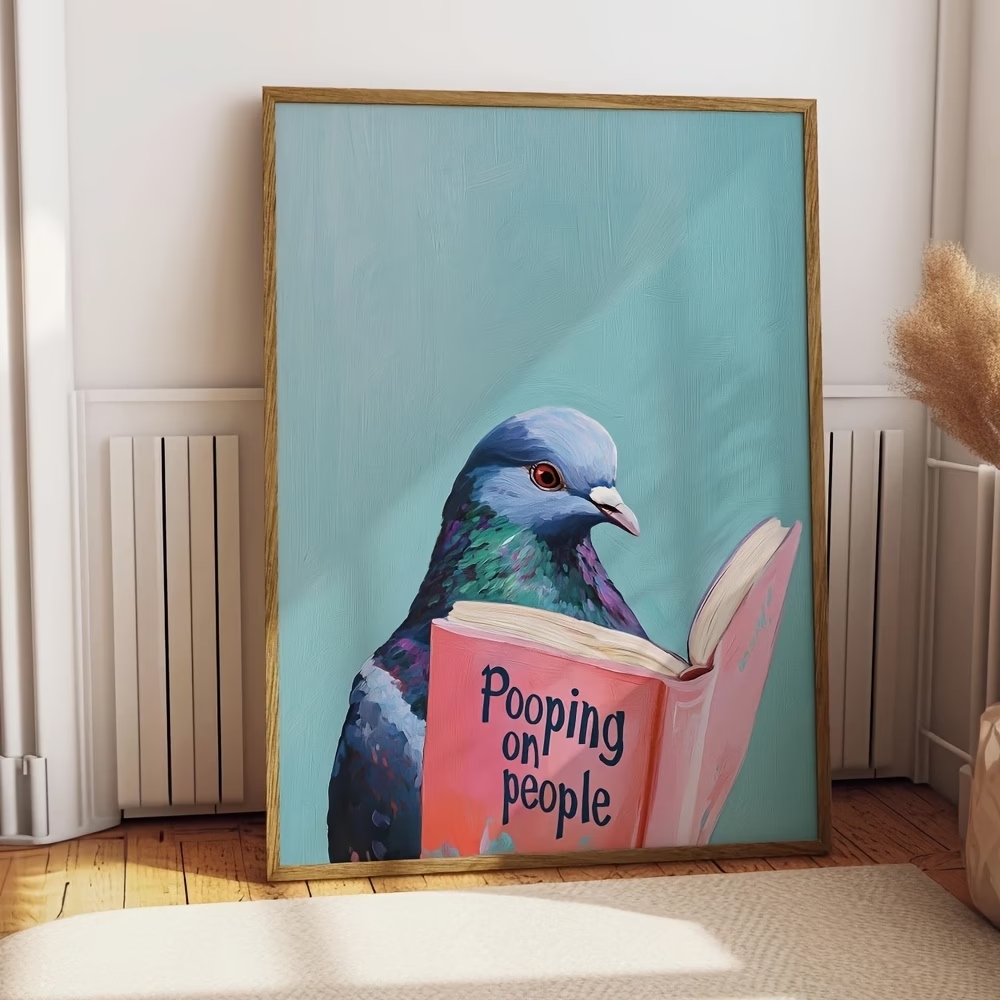 Home Decor On Wall - Modern Pigeon Reading Pooping On People