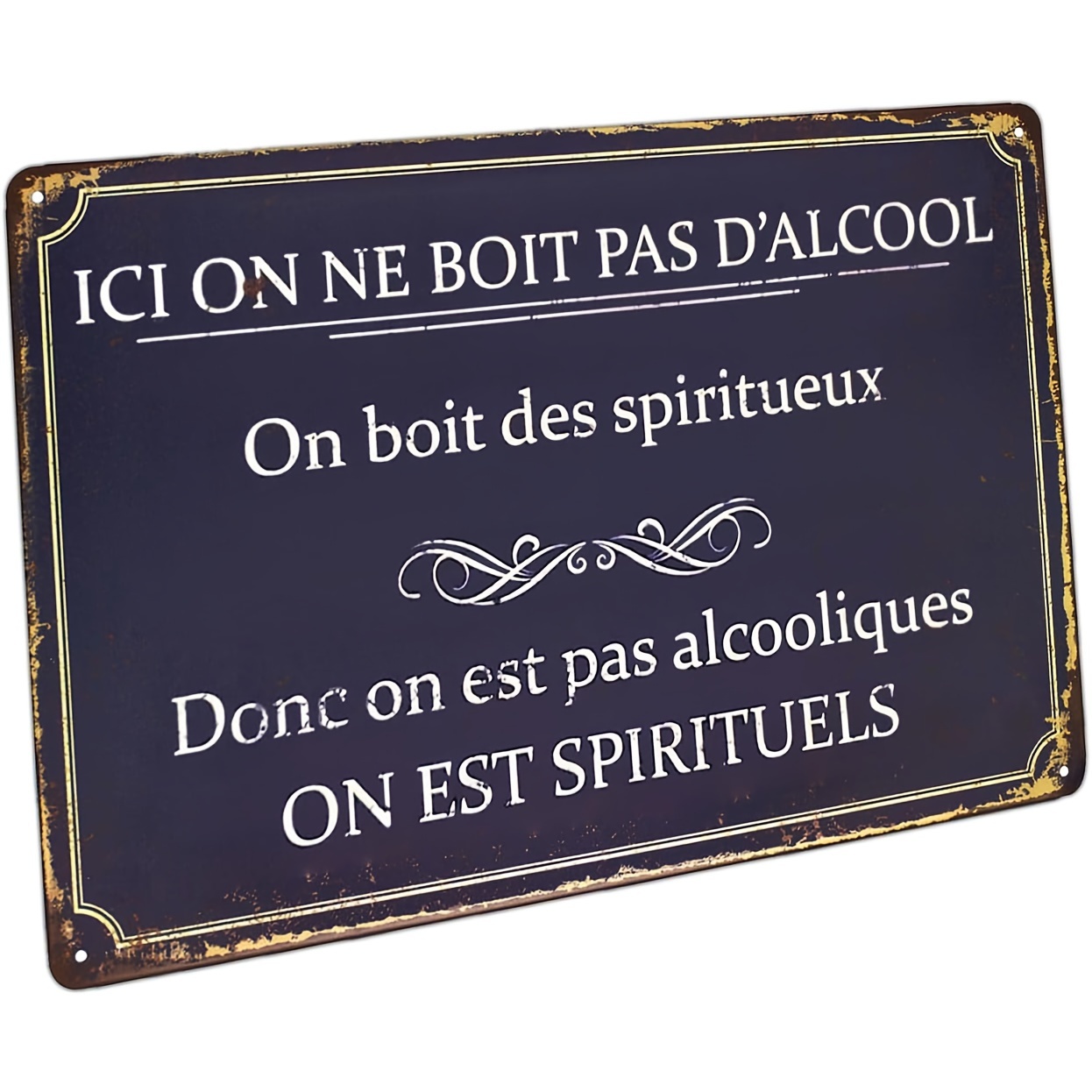 Home Decor Quotes - Vintage Metal Sign Ici on ne