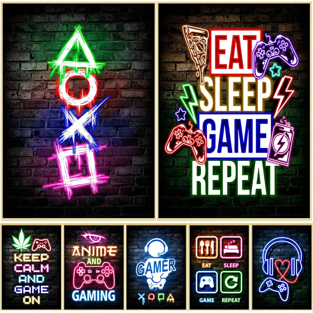 Home Decor Game - Gaming Neon Eat Sleep Game Repeat