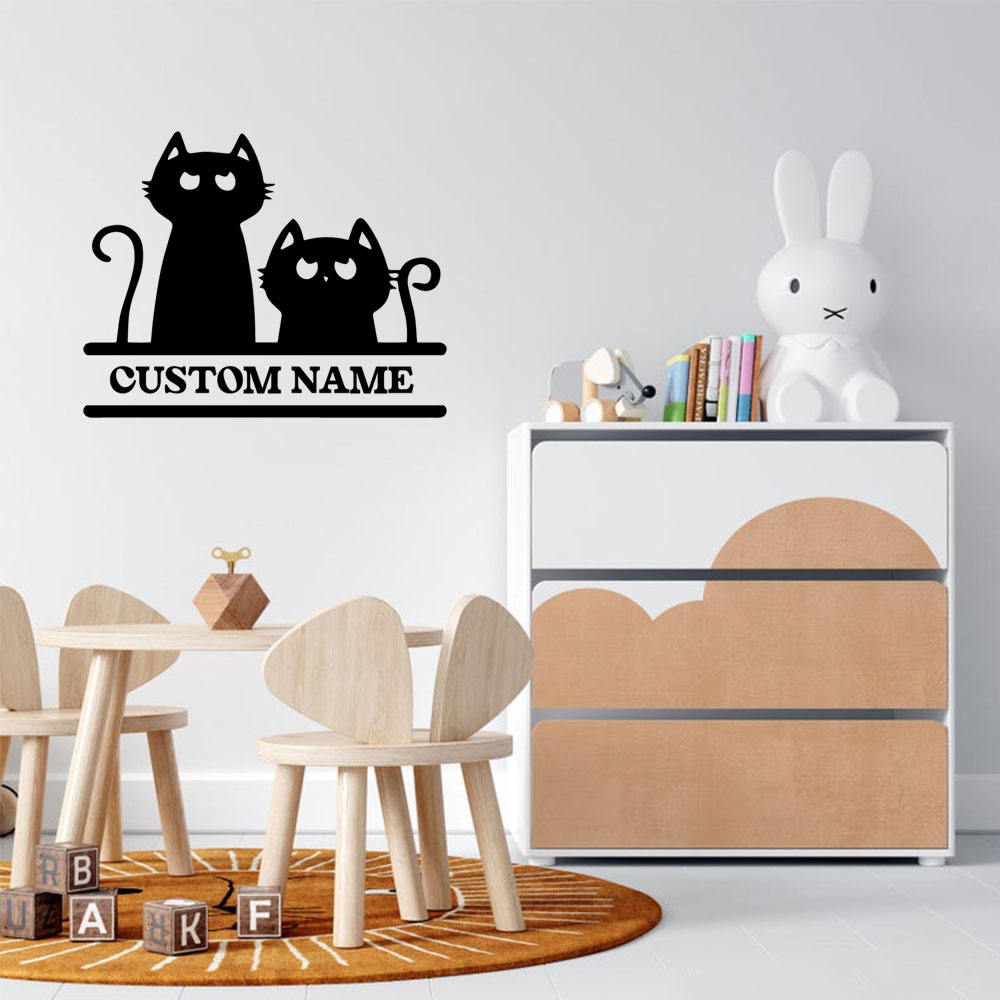 Home Decor Wallpaper - 1PC Cartoon Cat Customizable Text Vinyl