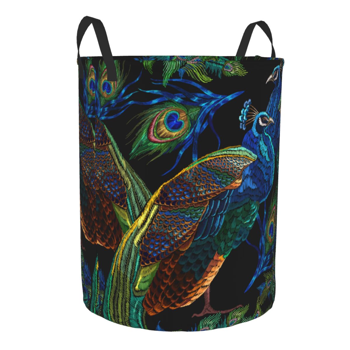 Peacocks Pattern Round Laundry - Home Decor Hampers ulasan dan harga