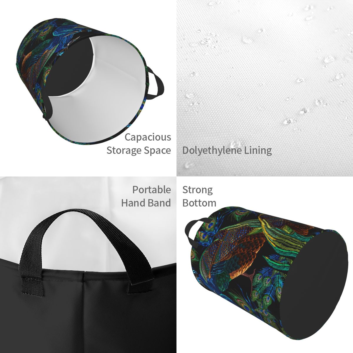 Peacocks Pattern Round Laundry - Home Decor Hampers ulasan dan harga