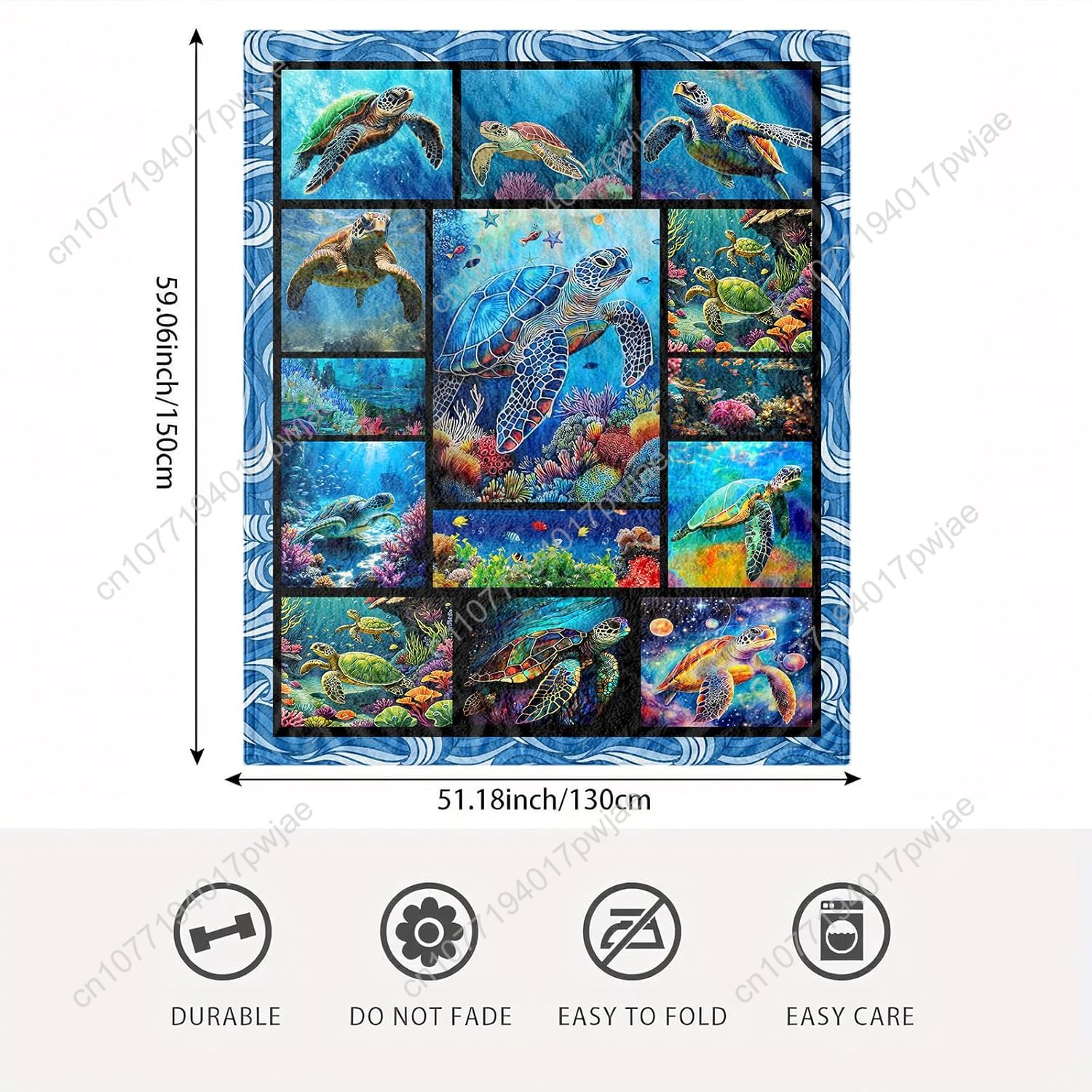 Sea Turtle Flannel Throw Blank - Home Decor Theme ulasan dan harga