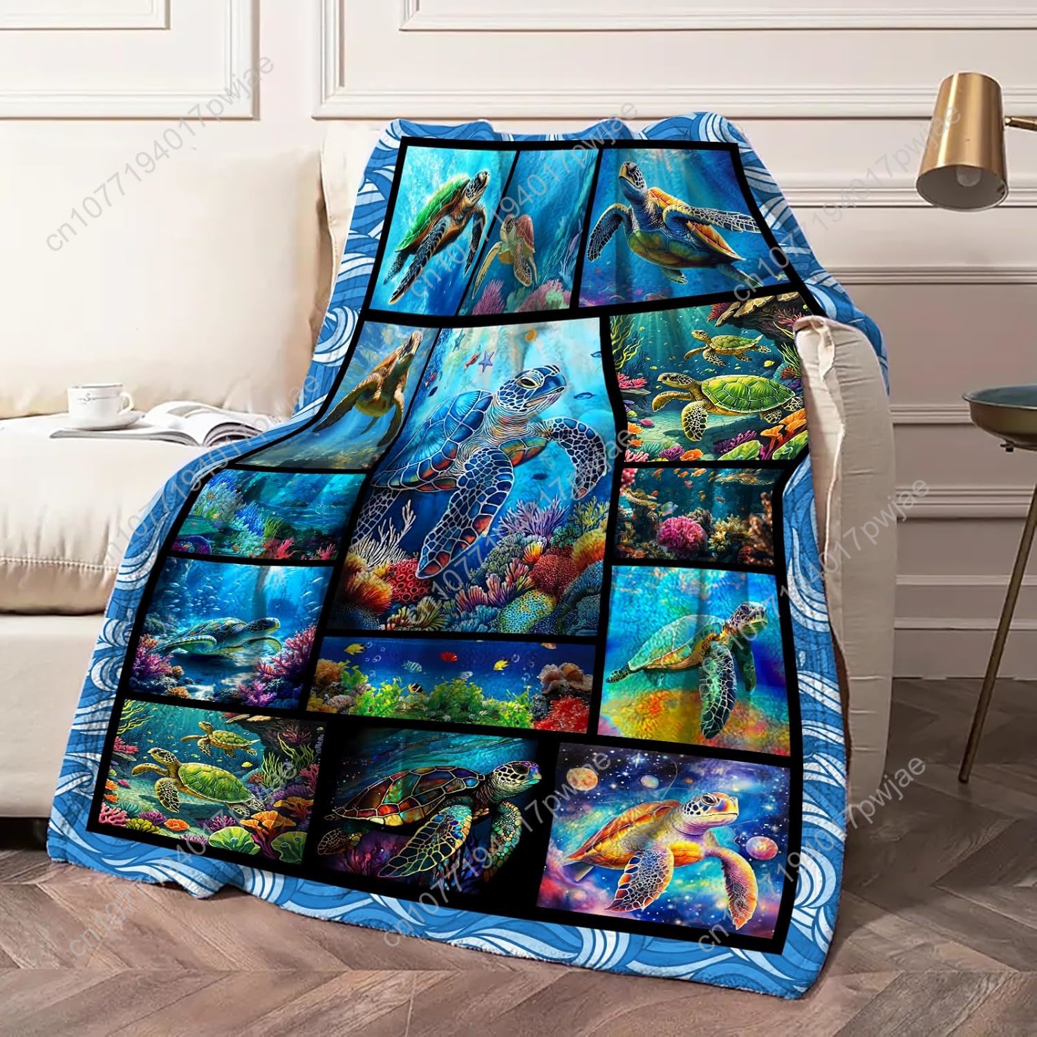 Sea Turtle Flannel Throw Blank - Home Decor Theme ulasan dan harga