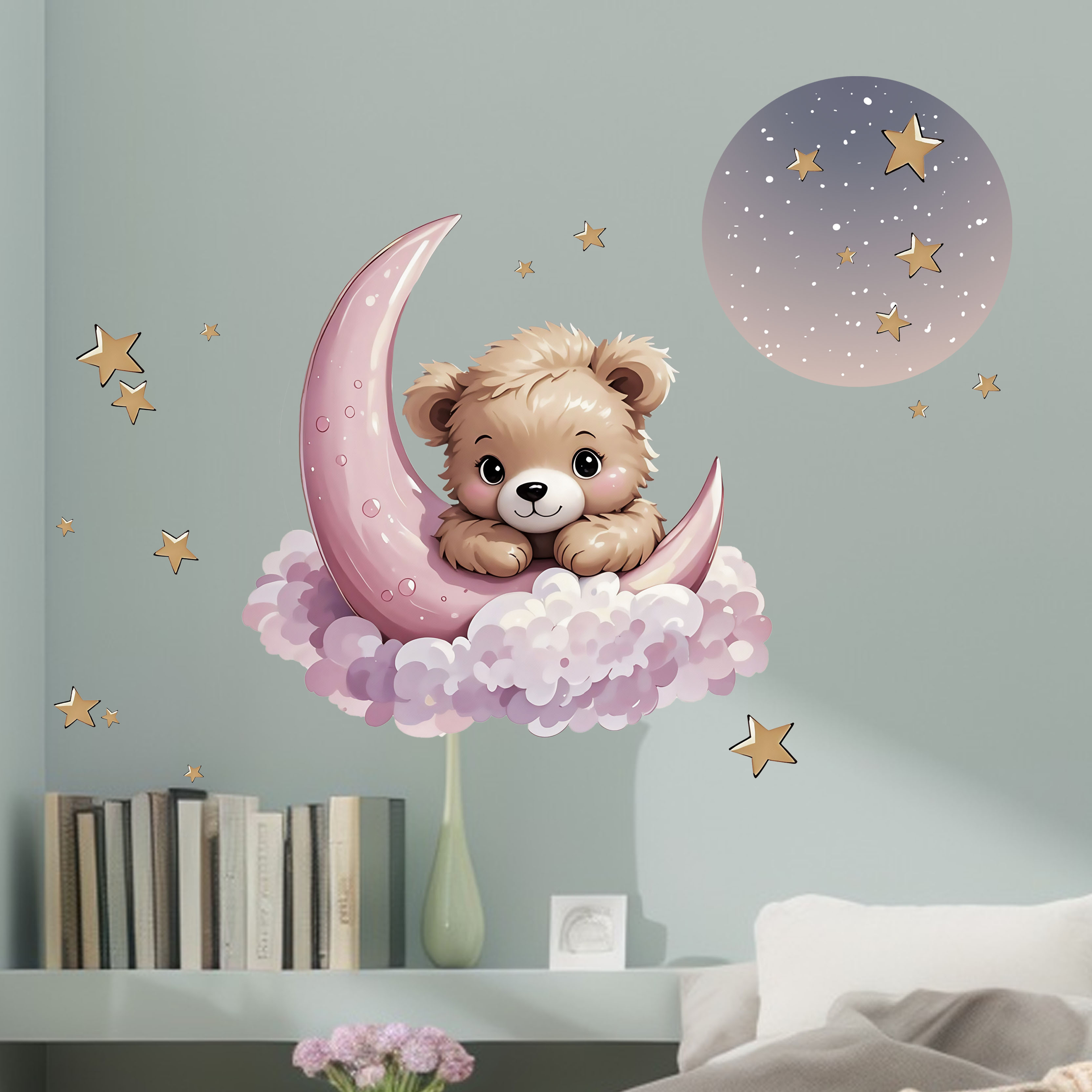 New Arrival Bear Star Moon Nig - Home Decor Wallpaper ulasan dan harga