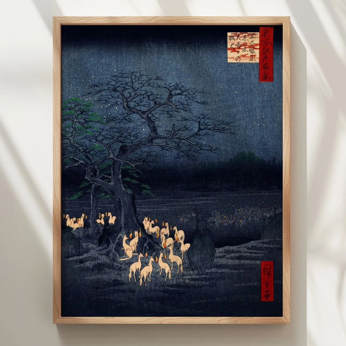 Japanese Retro Fox Canvas Prin - Home Decor Japandi Style ulasan dan harga