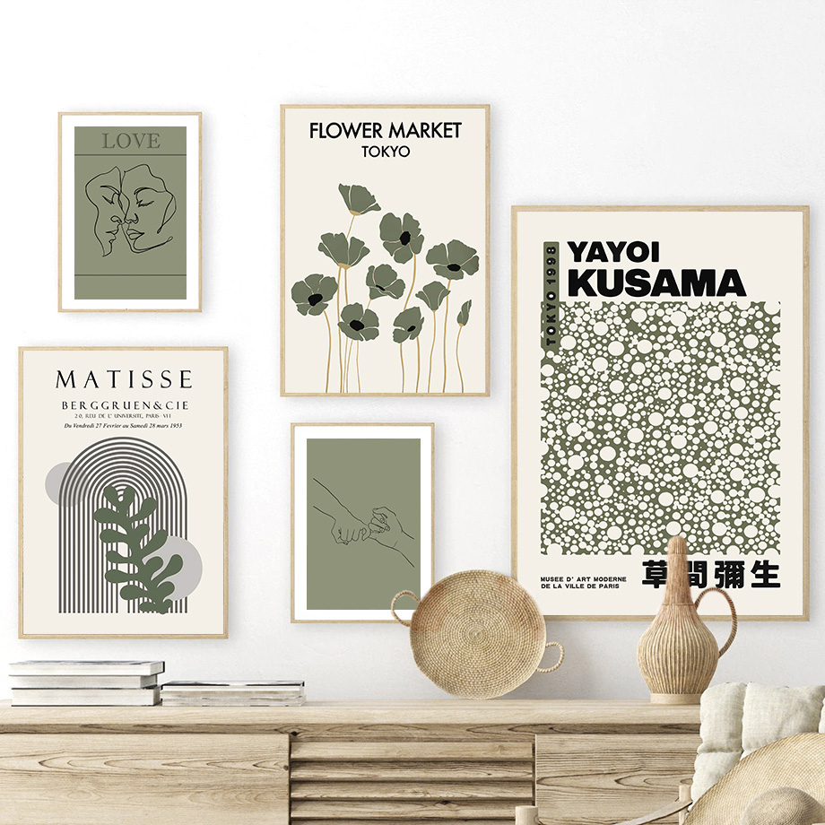 Sage Green Yayoi Kusama Matiss - Home Decor Japandi ulasan dan harga