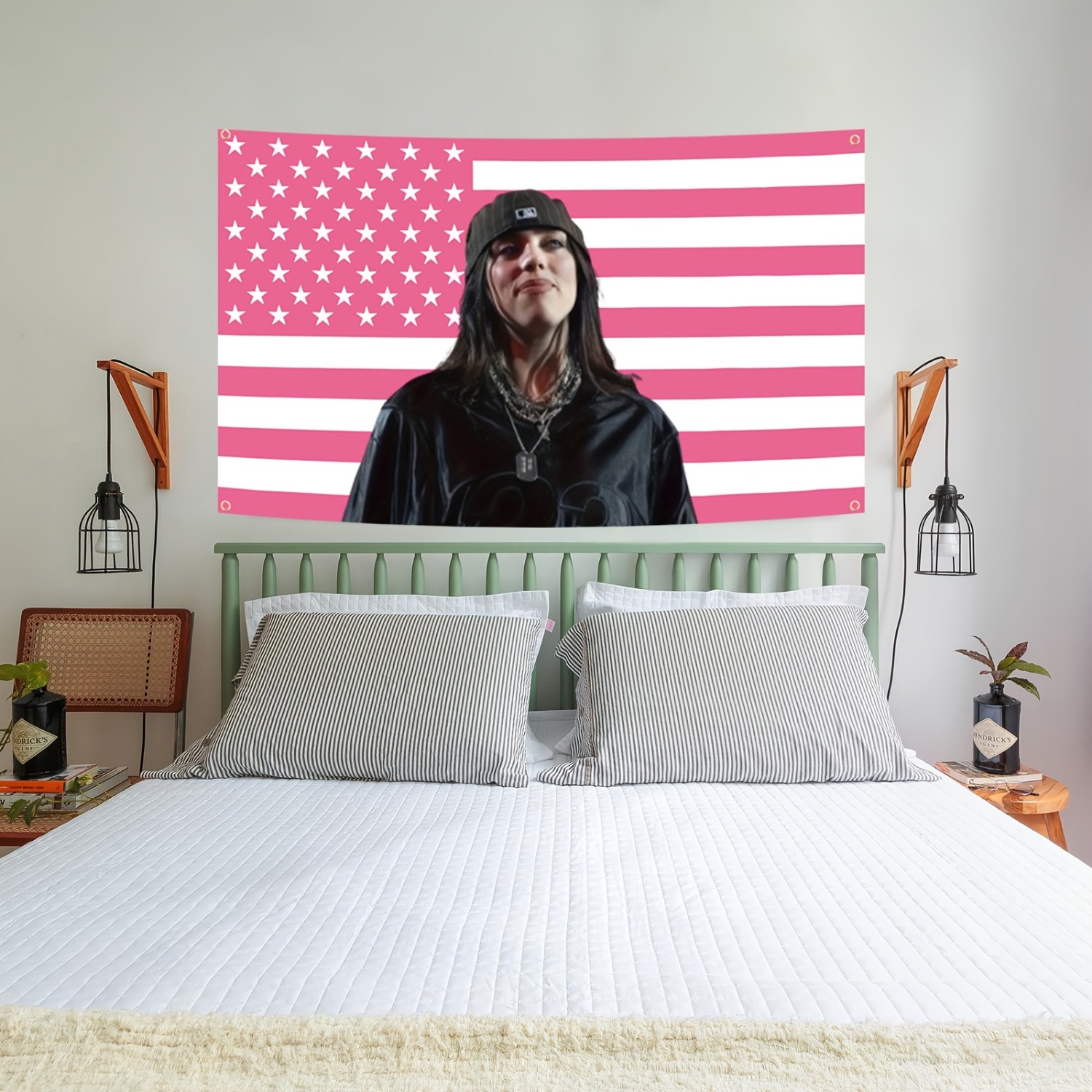 1pc Billie Eilish Pink USA Fla - Aesthetic Tapestry ulasan dan harga