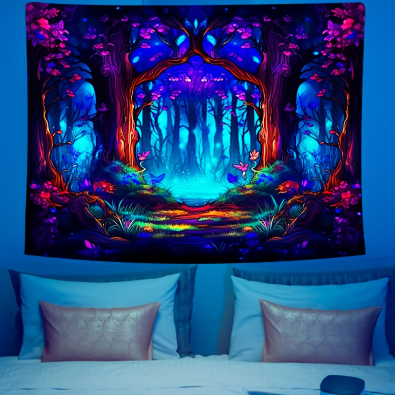 VIKAMA psychedelic neon tree o - Aesthetic Tapestry ulasan dan harga
