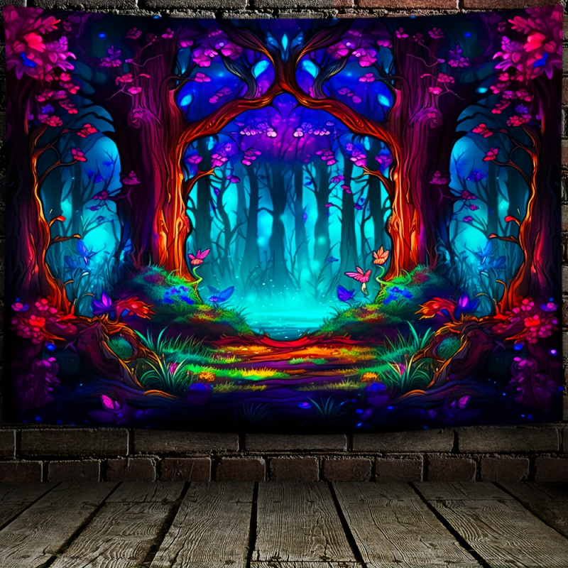 VIKAMA psychedelic neon tree o - Aesthetic Tapestry ulasan dan harga