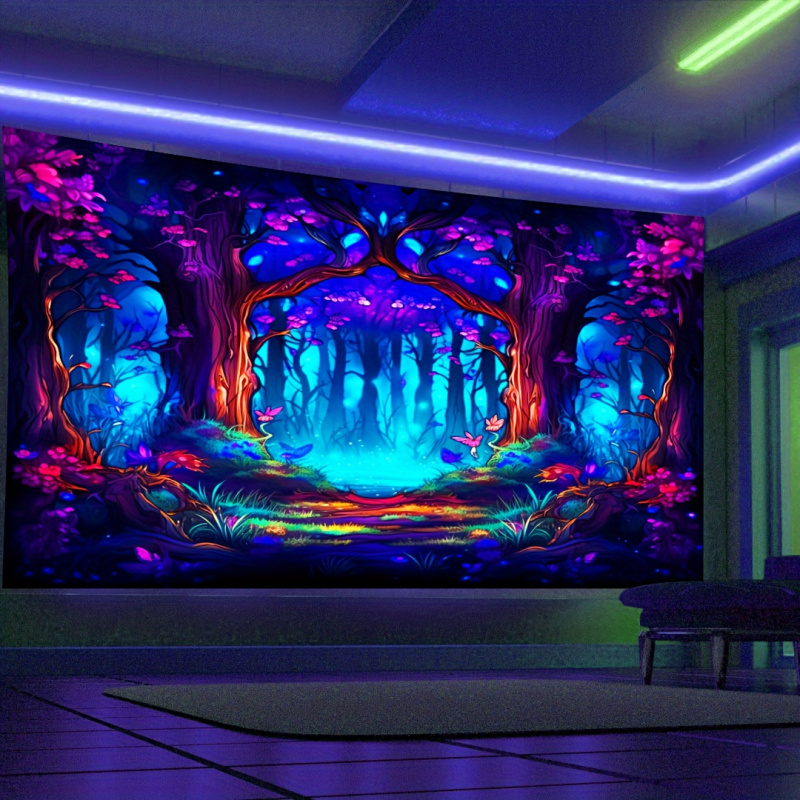 VIKAMA psychedelic neon tree o - Aesthetic Tapestry ulasan dan harga