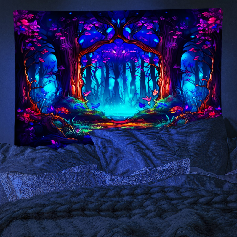 VIKAMA psychedelic neon tree o - Aesthetic Tapestry ulasan dan harga