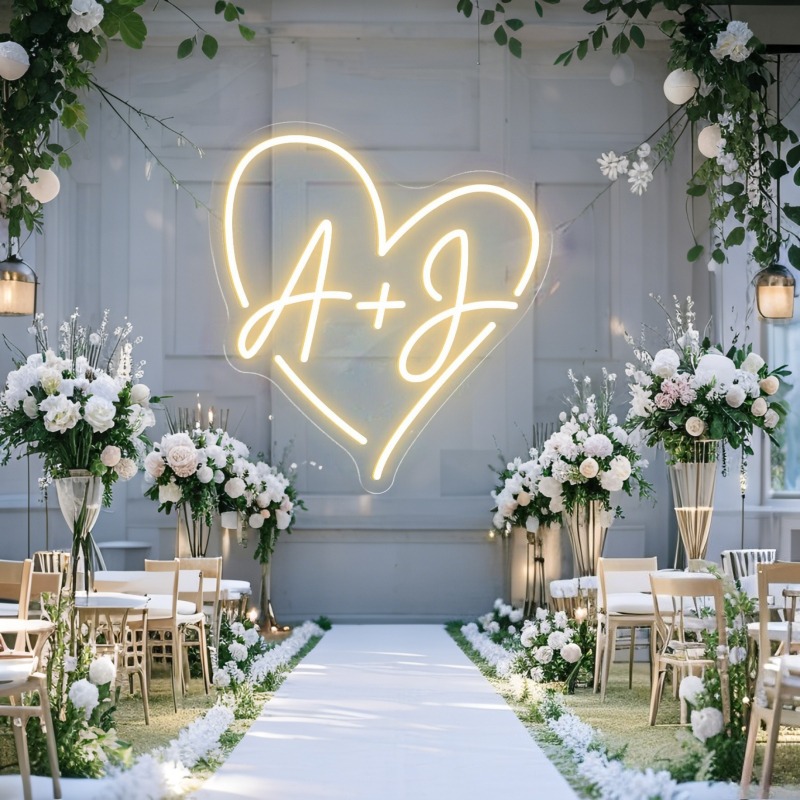 Custom Initials Heart LED Neon - Home Decor Product ulasan dan harga