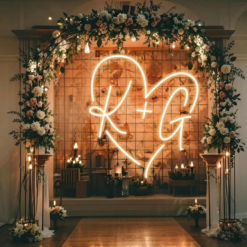 Custom Initials Heart LED Neon - Home Decor Product ulasan dan harga