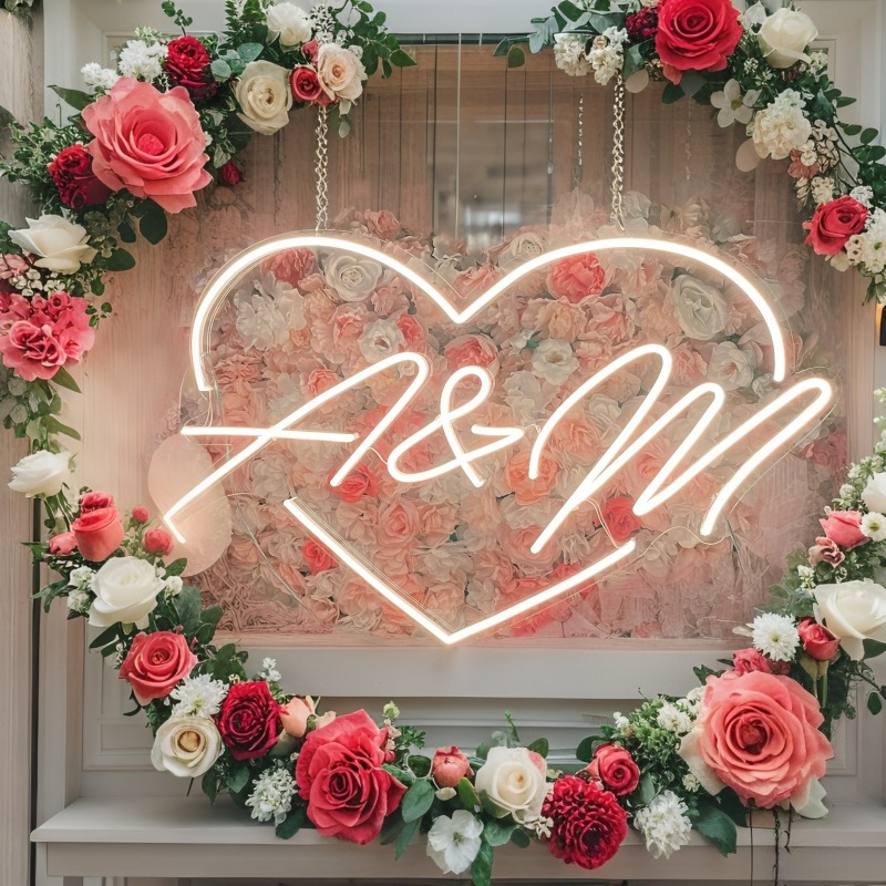 Custom Initials Heart LED Neon - Home Decor Product ulasan dan harga