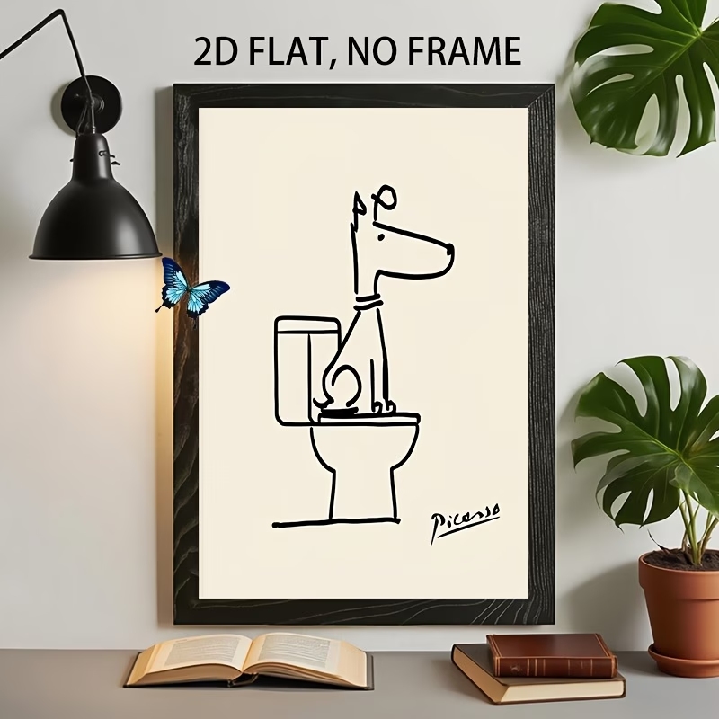 Modern,Retro Fun Dog Toilet Pi - Home Decor On Wall ulasan dan harga