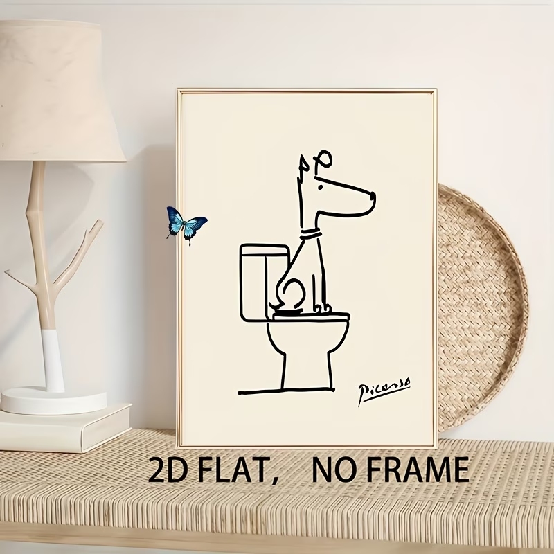 Modern,Retro Fun Dog Toilet Pi - Home Decor On Wall ulasan dan harga