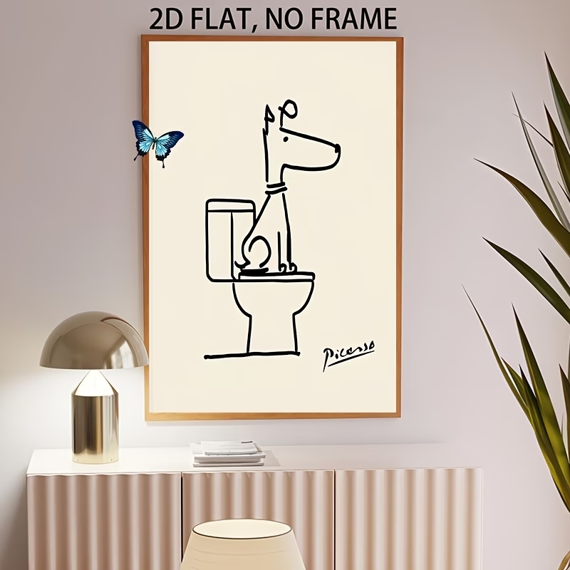 Modern,Retro Fun Dog Toilet Pi - Home Decor On Wall ulasan dan harga