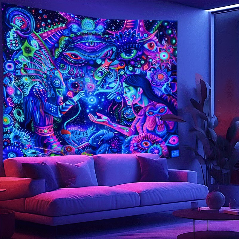 Psychedelic Pattern and Figure - Aesthetic Tapestry ulasan dan harga