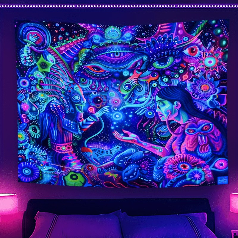 Psychedelic Pattern and Figure - Aesthetic Tapestry ulasan dan harga