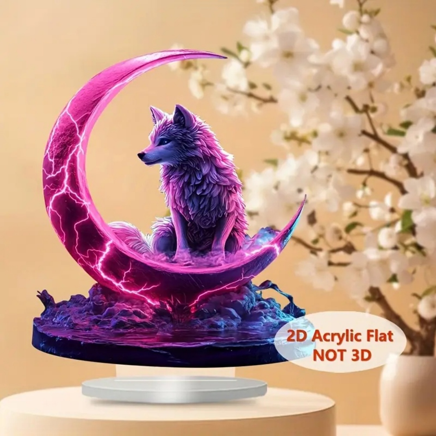 Flame Wolf Statue,2D Flat Acry - Home Decor Kit ulasan dan harga