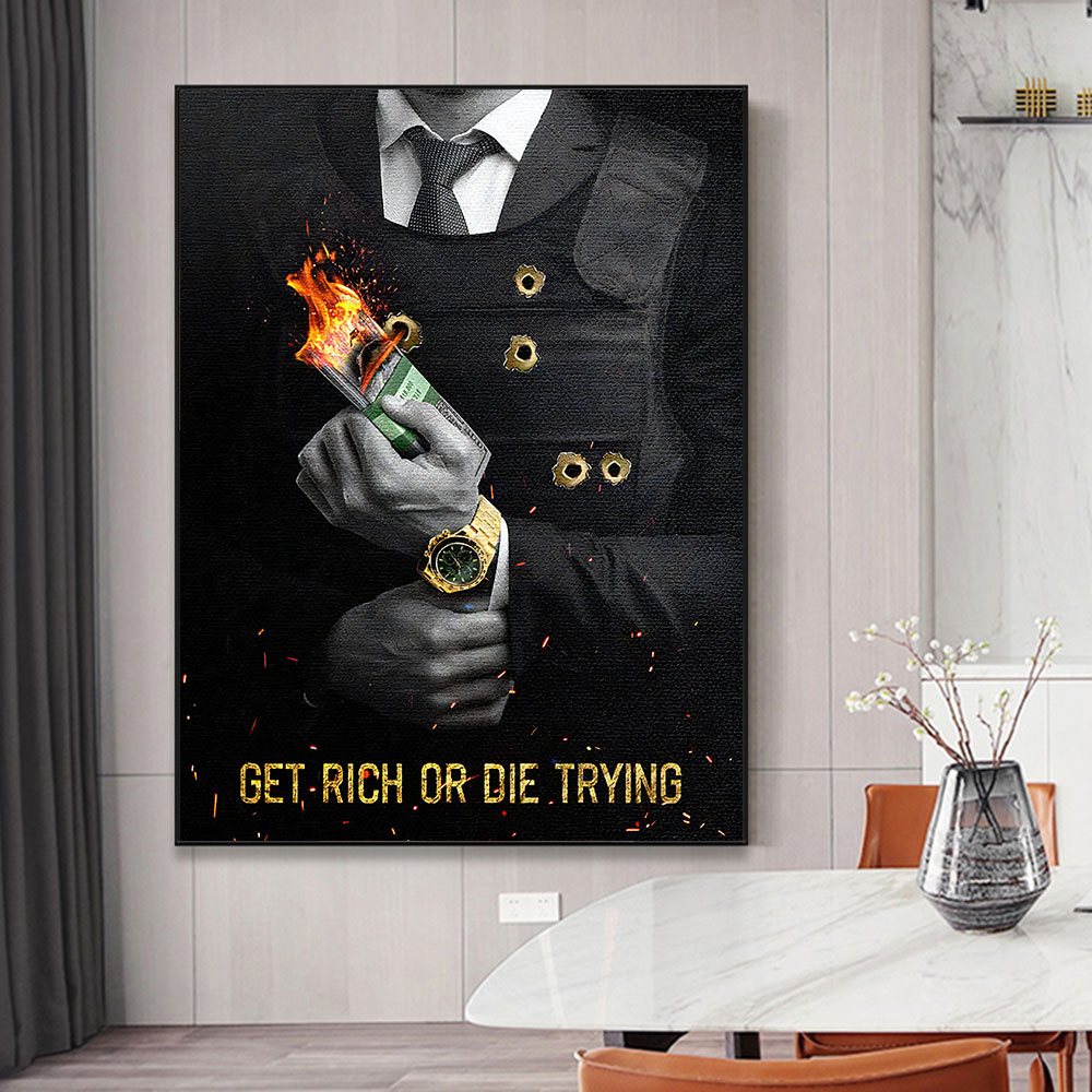 Motivating Quote Get Rich or D - Home Decor Quotes On Wall ulasan dan harga