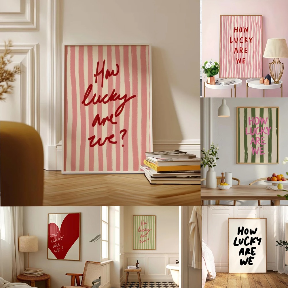 How Lucky Are We Pink Red Stri - Home Decor How To ulasan dan harga
