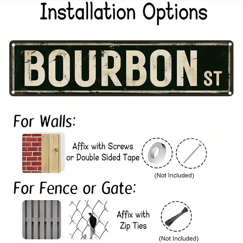 Vintage Bourbon St Metal Sign  - Home Decor New Orleans ulasan dan harga