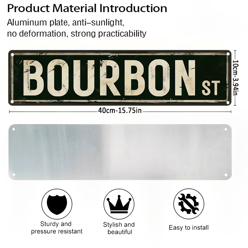 Vintage Bourbon St Metal Sign  - Home Decor New Orleans ulasan dan harga