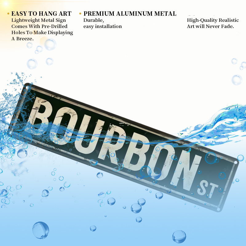Vintage Bourbon St Metal Sign  - Home Decor New Orleans ulasan dan harga
