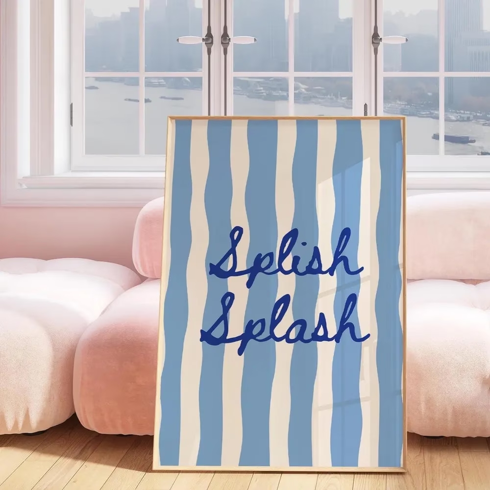 Modern Splish Splash Blue Stri - Home Decor Quotes ulasan dan harga