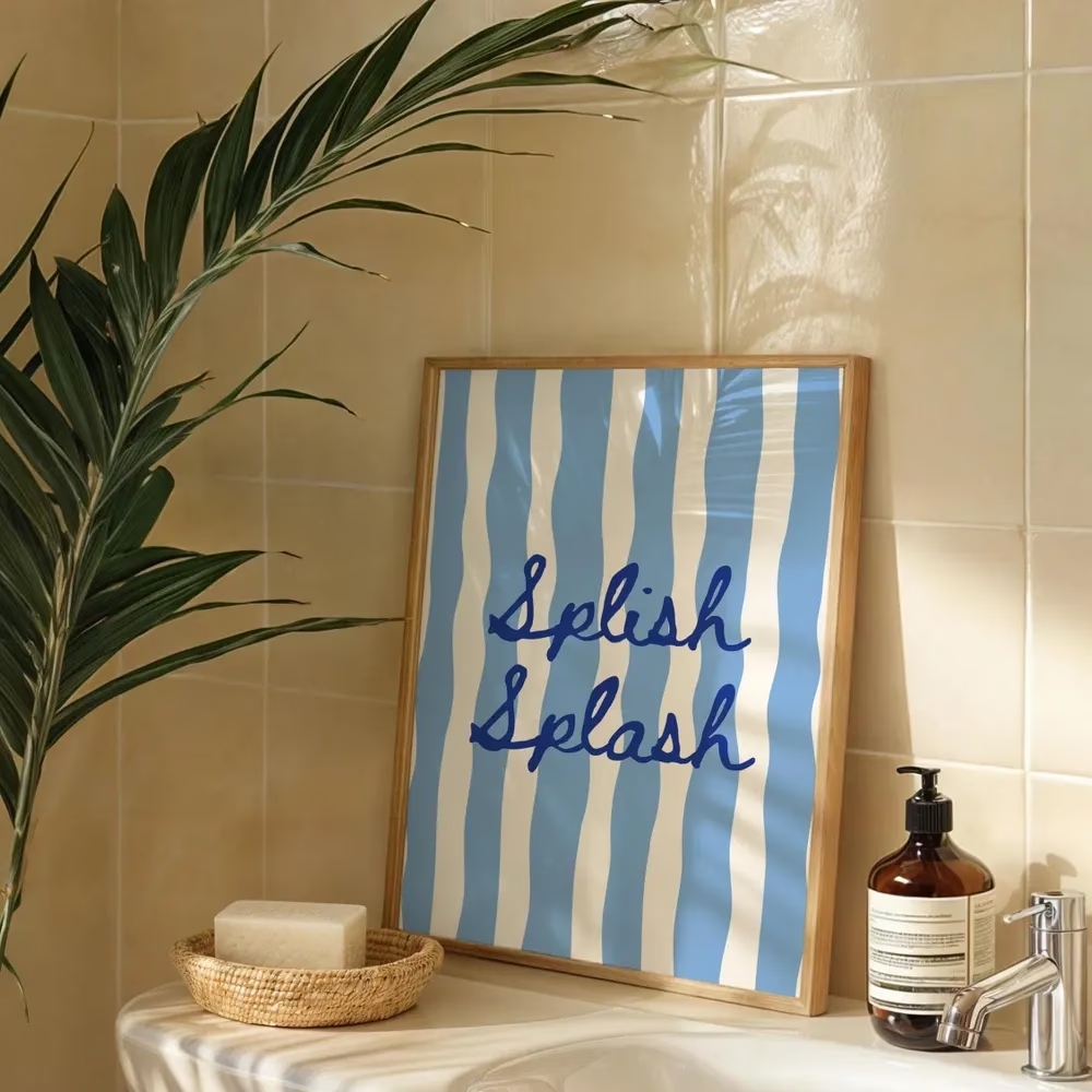 Modern Splish Splash Blue Stri - Home Decor Quotes ulasan dan harga