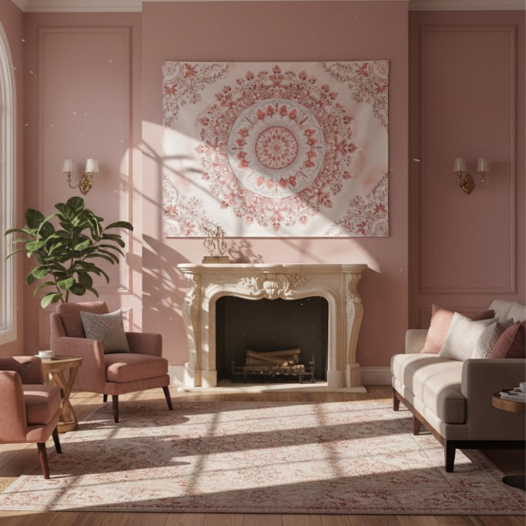 Pink Floral Mandala Tapestry – - Aesthetic Tapestry ulasan dan harga