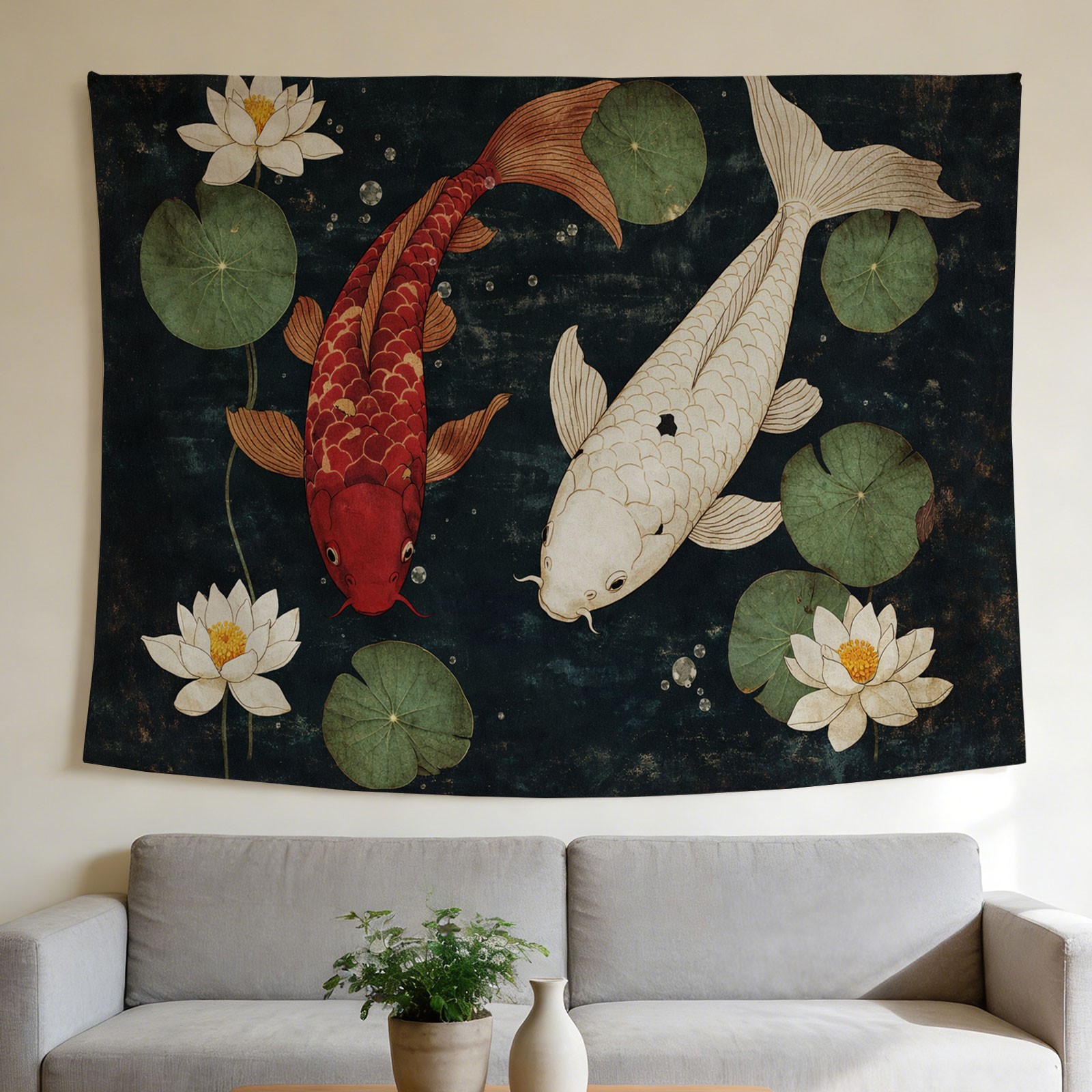 Luxury Koi Fish and Lotus Flow - Home Decor Japandi Style ulasan dan harga