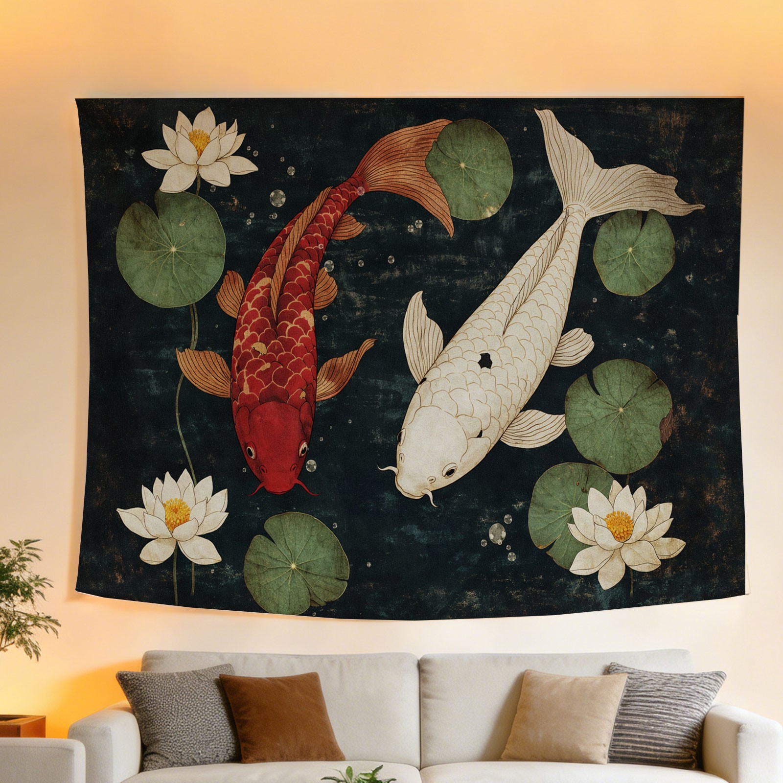 Luxury Koi Fish and Lotus Flow - Home Decor Japandi Style ulasan dan harga