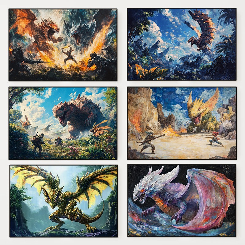 1pc frameless Monster Hunter A - Home Decor Video ulasan dan harga