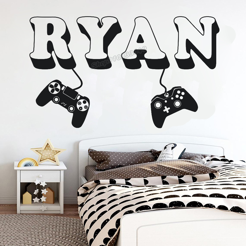 Gamer wall Sticker Custom Name - Home Decor Video ulasan dan harga