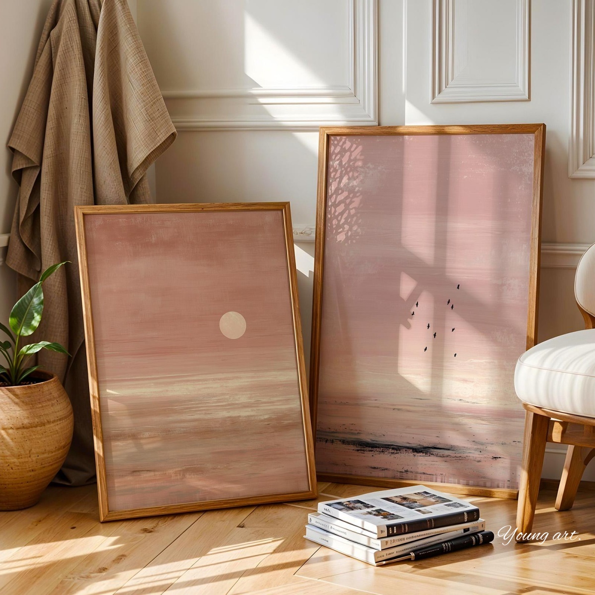 2pcs/set Japanese Pink Sunset  - Home Decor Japandi Style ulasan dan harga