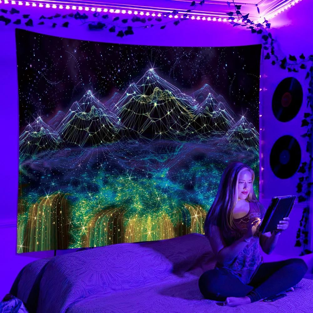 Black Light Tapestry UV Reacti - Aesthetic Tapestry ulasan dan harga